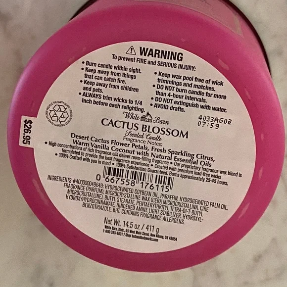 **NEW**. White Barn Cactus Blossom 3 wick candle - Picture 3 of 4